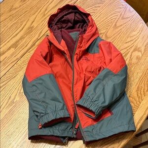 L.L. Bean Kids' Vibrant Red and Green 3 in 1 winter coat